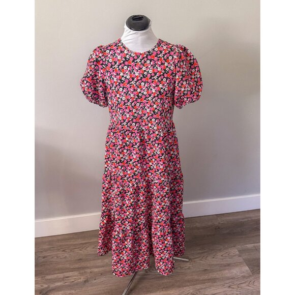 ASOS DESIGN Midi Tiered Smock Dress in Pink Floral Print - Picture 6 of 13